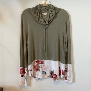 Small. Floral and Sage. Bibi cowl neck top